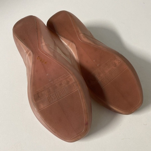 Melissa Jelly Flat Ballet Round Peep toe Pink Polka Dot PVC Slip On 7 38 - Picture 6 of 6